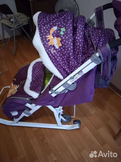 Детские санки коляска с колесами