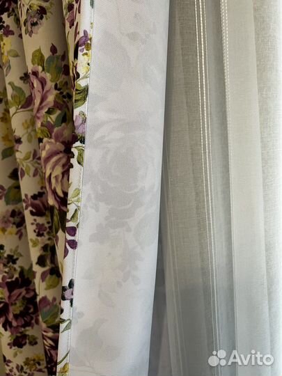 Шторы цветы сирень акварель лента 140*240 - 2 шт