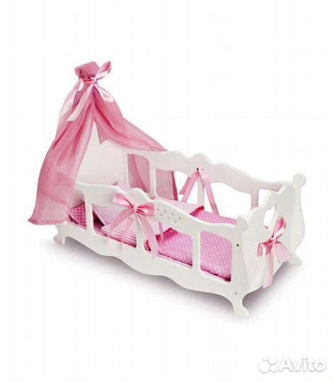 Кроватка колыбелька с постельным бельем и балдахин