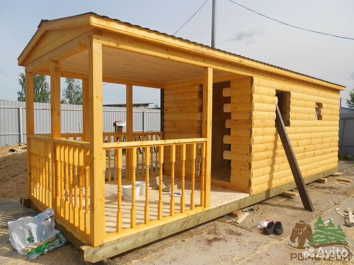 Баня с террасой 4x3м Рута