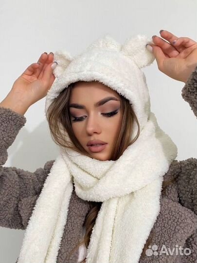 Шапка шарф с ушками y2k