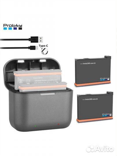 Зарядное уст. + 2 аккумулятора, защита insta360 x3