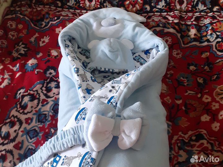 Конверт одеяло на выписку для мальчика зимний