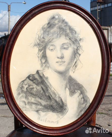 Картина старинная портрет девушки