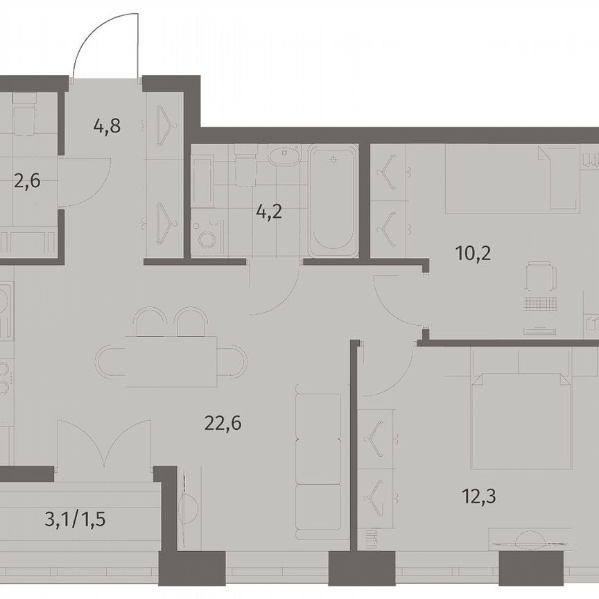 2-к. квартира, 58,3 м², 7/11 эт.