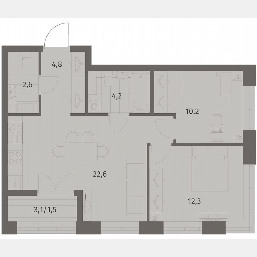 2-к. квартира, 58,3 м², 7/11 эт.