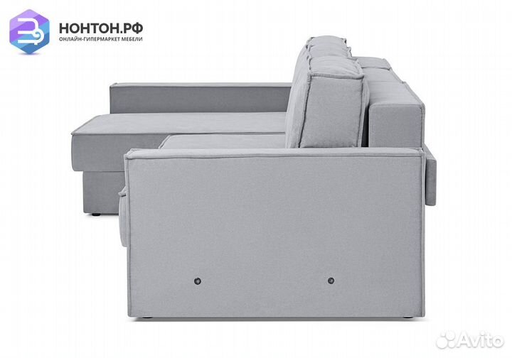 Диван угловой еврокнижка трехместный Тревис серый