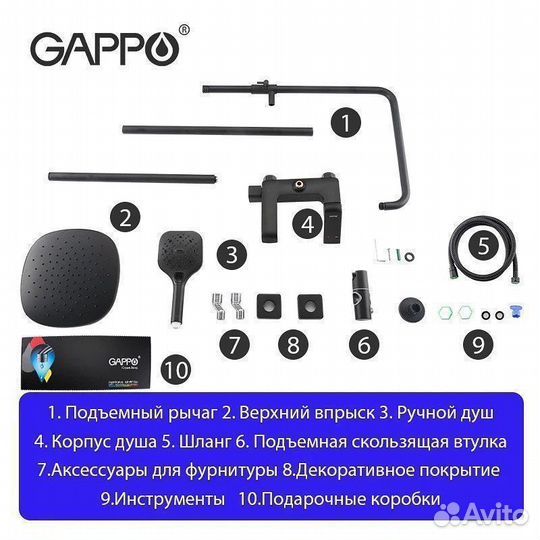 Душевая система с тропическим душем Gappo G2450