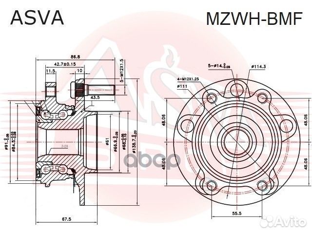 Ступица mazda 3 BM 13- передн