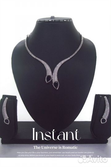 Колье серьги комплект бохо cz коктейльное кристалл