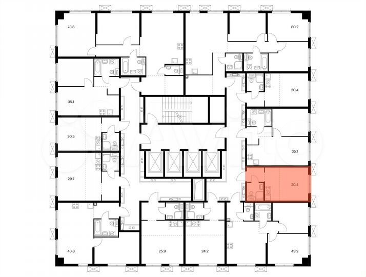 Квартира-студия, 20,4 м², 19/33 эт.