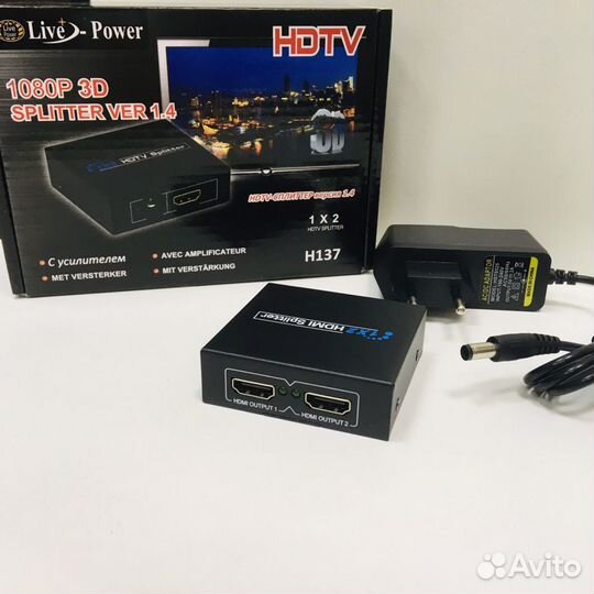 Разветвитель hdmi 1 вход 2 выхда ver 1,4