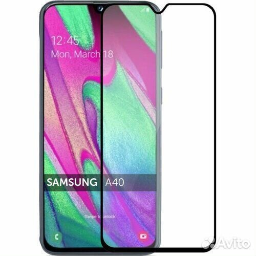 Защитное стекло на Samsung A40 9D