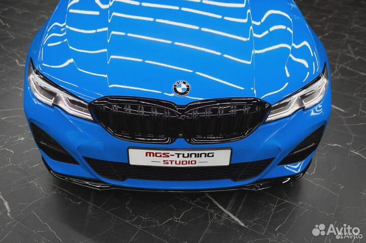 Губа BMW 3 series G20 M-Performance черный глянец