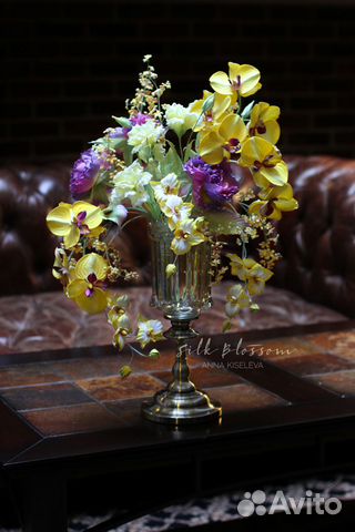 Интерьерный букет из шелка и бархата