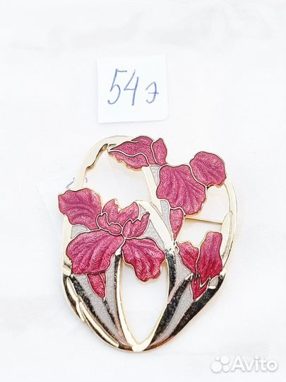 Брошь «Ирисы», клуазоне, Англия