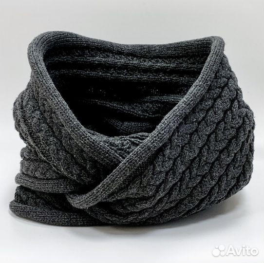 Шарф-снуд шерстяной, вязаный, женский