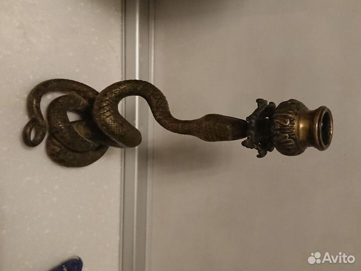 Подсвечник старинный бронза. Змея