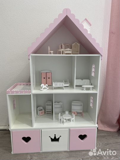 Деревянный кукольный домик с мебелью 125 см