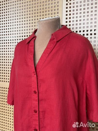 Льняная рубашка женская XL