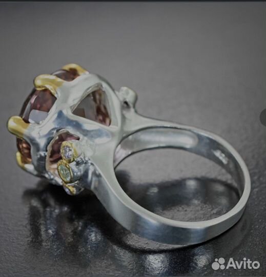 Аметрин серебро 925, кольцо