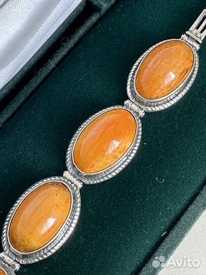 Браслет серебро 875 с янтарем