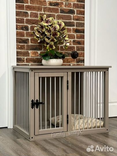 Интерьерная деревянная клетка-тумба для собак