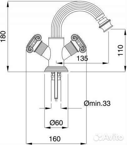 Смеситель для биде Cezares olimp-bs2-02-m Бронза