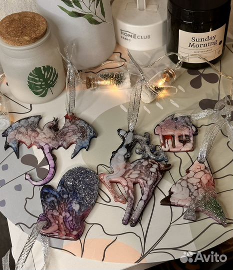 Елочные игрушки из эпоксидной смолы