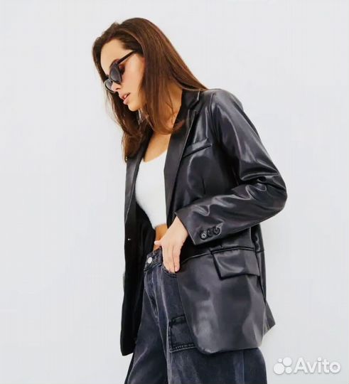Кожаный пиджак женский 42 44