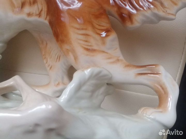 Статуэтка фарфор сеттер собака, охота, утка