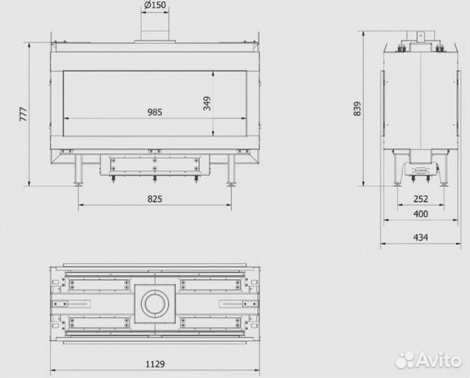 Газовая топка Kratki Pro LEO/100/tunel/G20