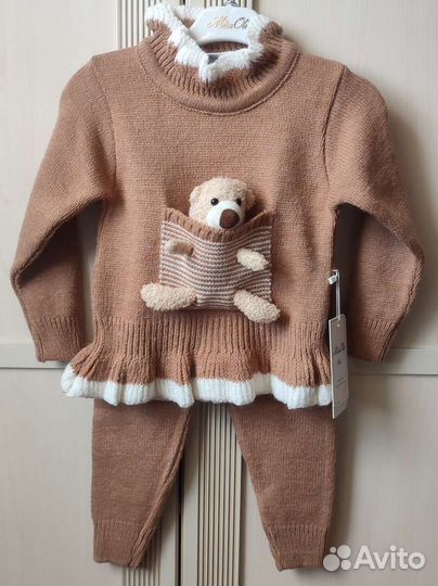 Вязанный костюм для девочек 92, 98, 110
