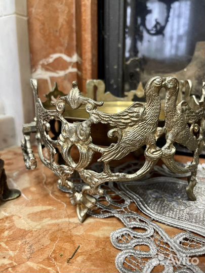 Редкая антикварная ваза-фруктовница латунь