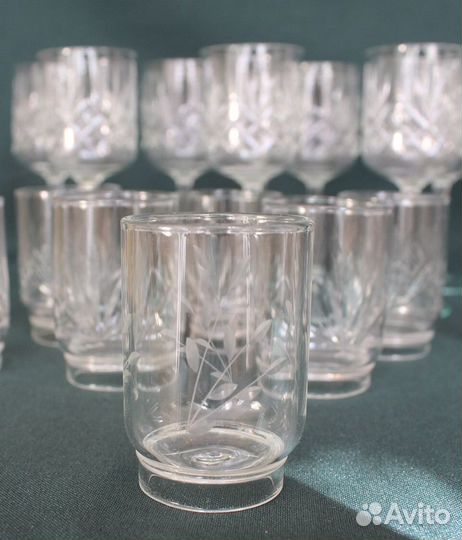 Хрустальные рюмки и стеклянные стопки 1976-1977 гг