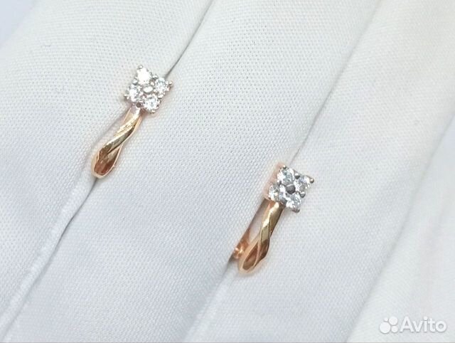 Серьги с синтетическим камнем Золото