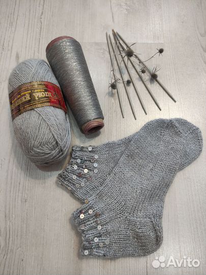 Носки вязаные с пайетками и люрексом