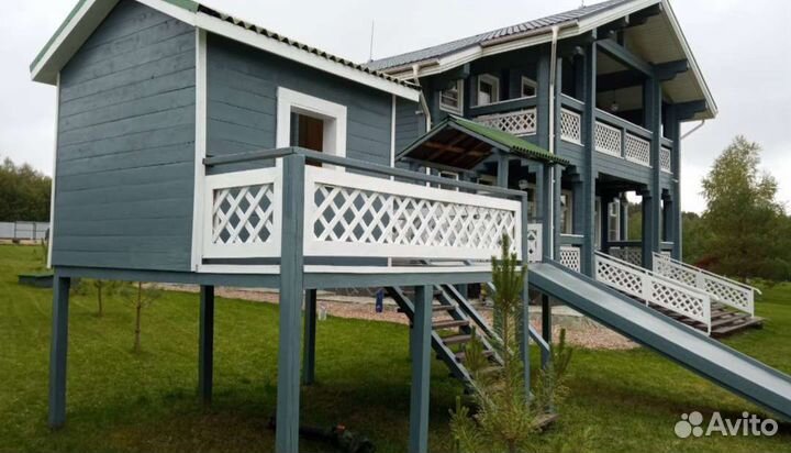 Покраска Фасада Деревянного Дома Бани Беседки