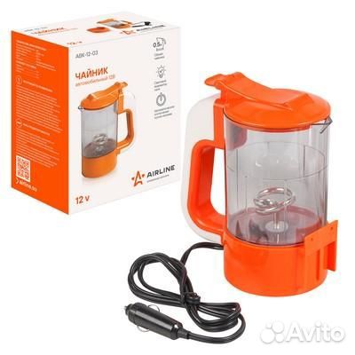 Чайник автомобильный 12в прозрачный/оранжевый плас