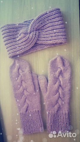 Комплект повязка и варежки