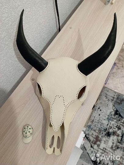 Череп буйвола из натуральной кожи