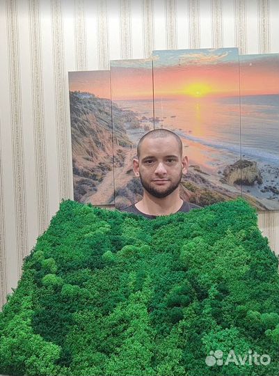 Яркие сочные эко панели из мха 25х50см