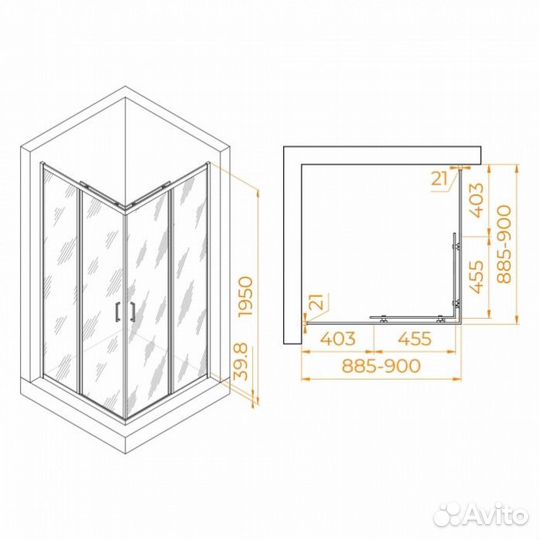 Душевой уголок RGW Passage PA-030B 90x90 прозрачный