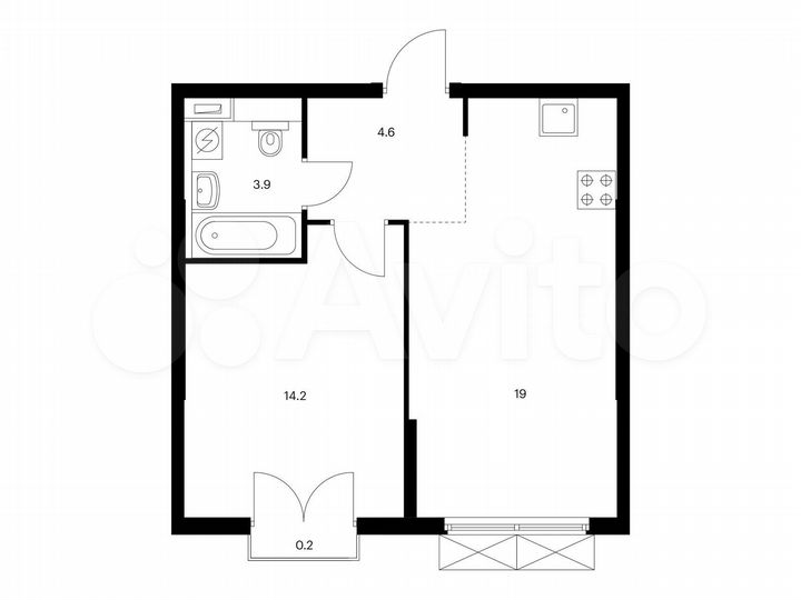 1-к. квартира, 41,9 м², 5/13 эт.