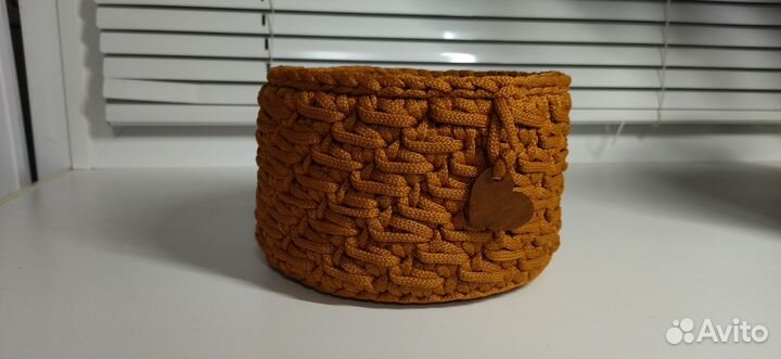 Вязаные корзинки ручной работы из шнура