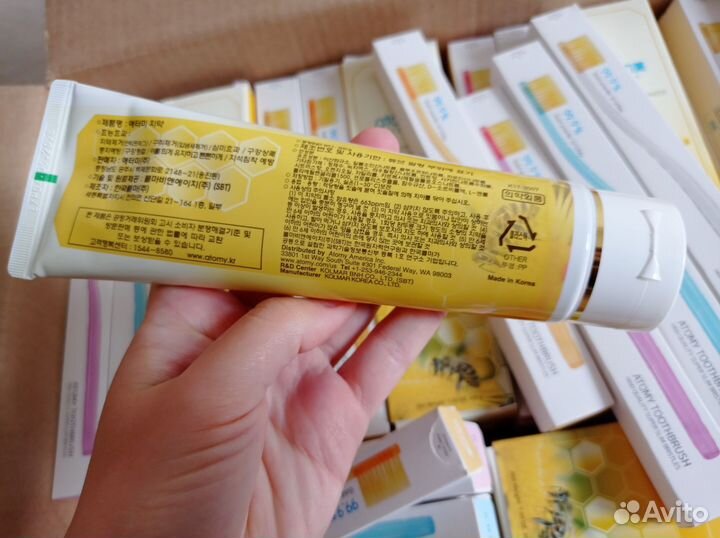 Зубная паста атоми + 4 щетки набор