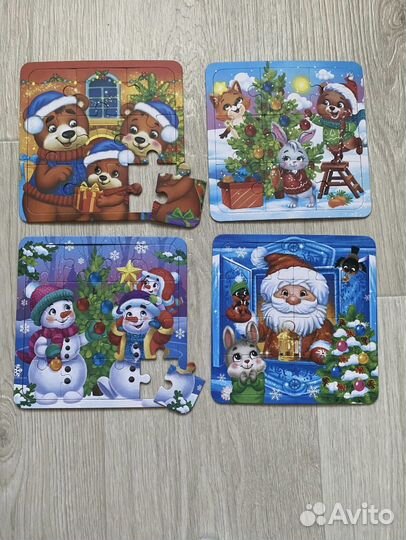 Новогодний подарочный набор книжки и пазлы 8в1