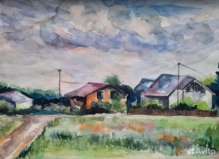 Пейзаж акварель