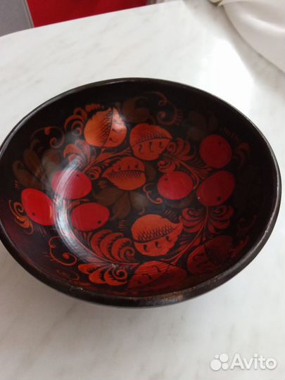 Мисочка из дерева с росписью D 14 см, h 5 см