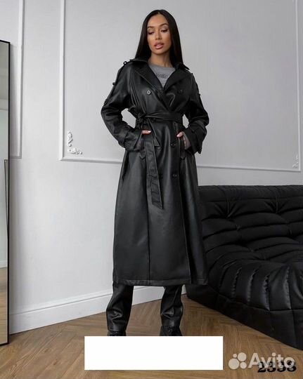 Кожаный тренч женский